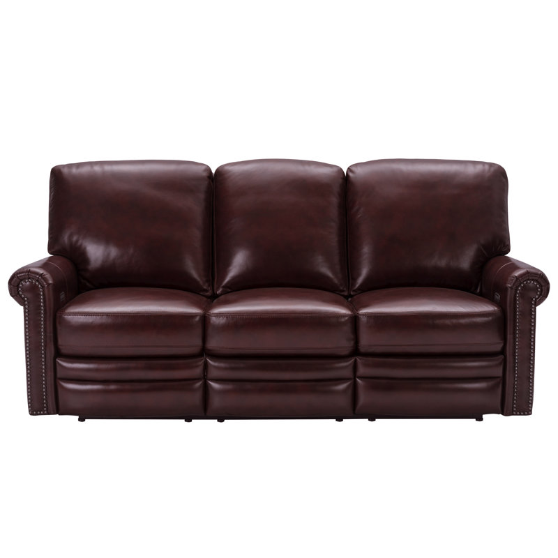 Canora Grey Barris 85.83" Wide Genuine Leather Reclining Sofa Wayfair